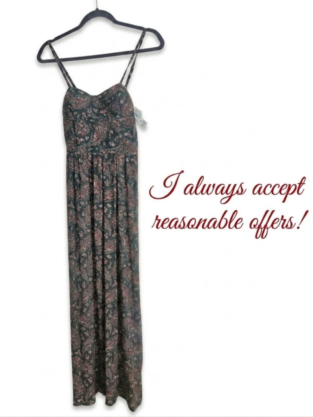 ☆ Lily rose Floral  Smocked Bodice Maxi Dress in Dusty Green